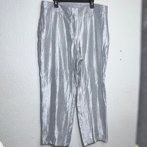 Chico’s Travelers Welt Pocket Pant Plus Size 4R US 20R Platinum Silver Party NWT